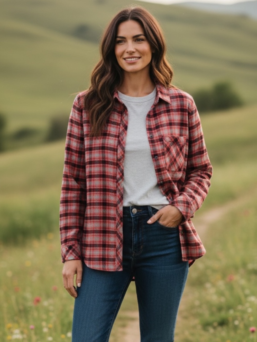 EUC Abercrombie & Fitch Pink Plaid Flannel Button Down Long Sleeve Shirt Medium